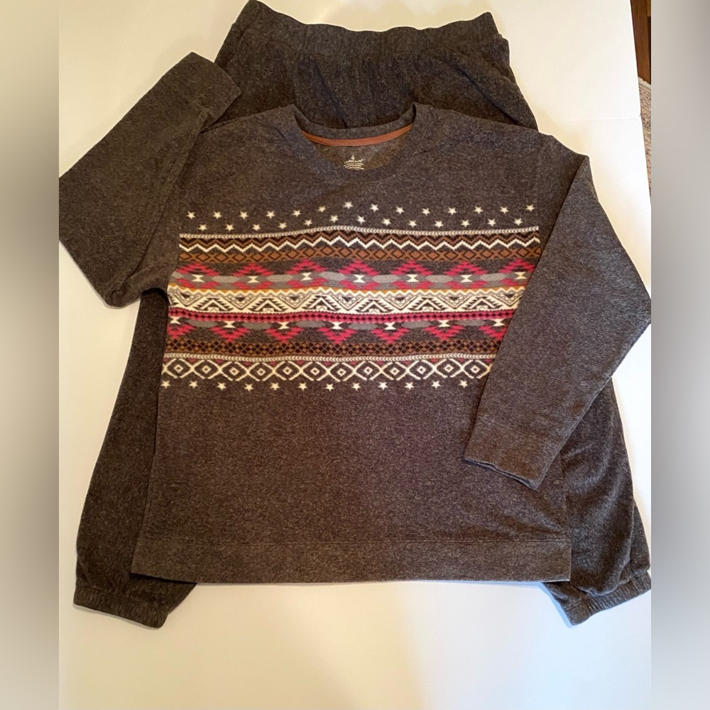 Cuddl Duds Dark Gray Fleece 2 Piece Cozy Pajama Set, Size Large Tall